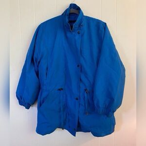 Serbin Coat Women’s Large Petite Teal Blue Lined Storm Snow Zip Vintage